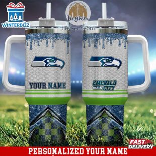 Custom Name Seattle Seahawks Tumbler 40Oz With Handle Gifts For Fan