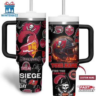 Custom Name Tampa Bay Buccaneers NFL Tumbler 40Oz Handle Gift For Fans
