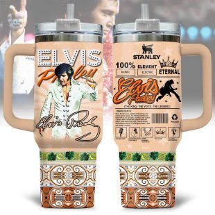 Elvis Presley Music Pattern Tumbler 40Oz Handle For Fan