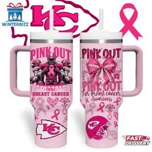 Kansas City Chiefs NFL Breast Cancer Tumbler 40Oz Handle Gift For Fans