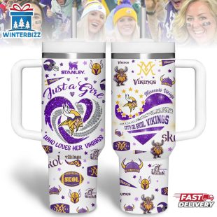 Minnesota Vikings NFL Sports Tumbler 40Oz Handle Gift For Fans