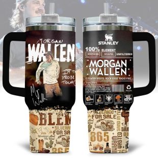 Morgan Wallen Music Pattern Tumbler 40Oz Handle For Fan