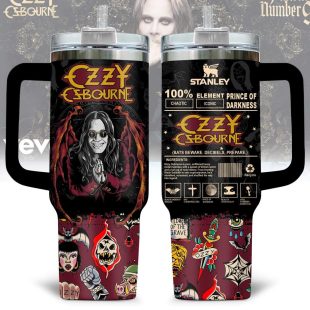 Ozzy Osbourne Music Pattern Tumbler 40Oz Handle For Fan