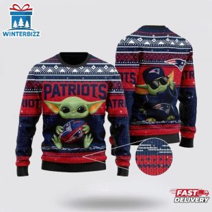 Baby Yoda Love New England Patriots Ugly Christmas Sweater