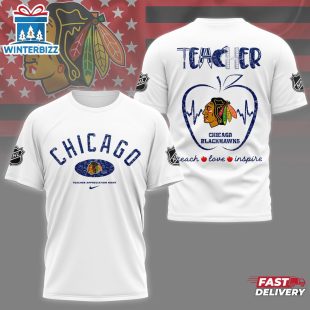 Chicago Blackhawks NHL Teacher Appreciation Day All Over Print T-Shirt