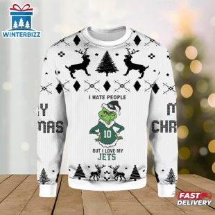 Grinch I Hate People But I Love My New York Jets Ugly Sweater