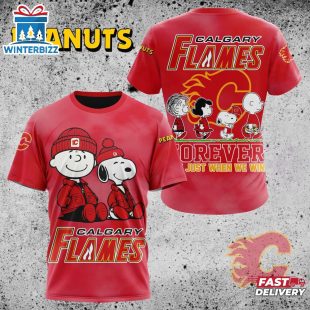 NHL Calgary Flames Peanuts 75th Anniversary 3D T-Shirt For Fans