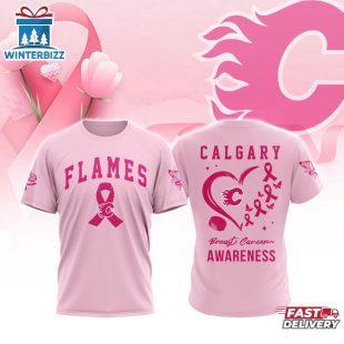 NHL Calgary Flames Pink Breast Cancer Awareness 3D T-Shirt For Fans