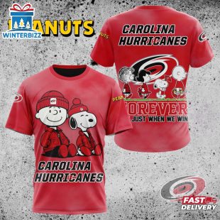NHL Carolina Hurricanes Peanuts 75th Anniversary 3D T-Shirt For Fans