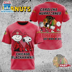 NHL Chicago Blackhawks Peanuts 75th Anniversary 3D T-Shirt For Fans