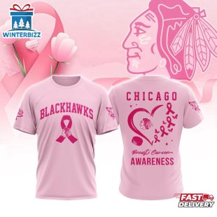 NHL Chicago Blackhawks Pink Breast Cancer Awareness 3D T-Shirt For Fans