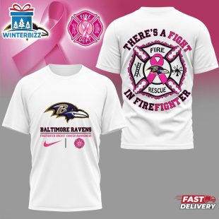 Baltimore Ravens NFL Firefighter Fight Breast Cancer 3D Shirt For Fans