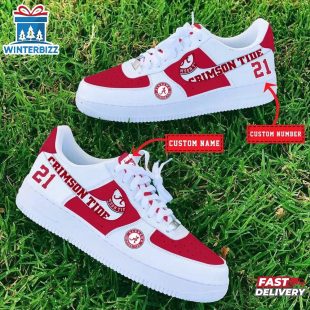 Custom Name Number Alabama Crimson Tide NCAA Sport Air Force 1 Shoes