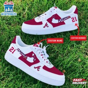 Custom Name Number Atlanta Braves MLB Sport Air Force 1 Shoes