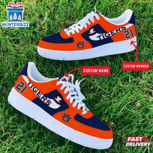 Custom Name Number Auburn Tigers NCAA Sport Air Force 1 Shoes