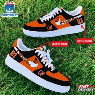 Custom Name Number Baltimore Orioles MLB Sport Air Force 1 Shoes