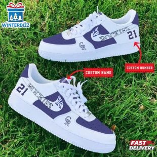 Custom Name Number Colorado Rockies MLB Sport Air Force 1 Shoes