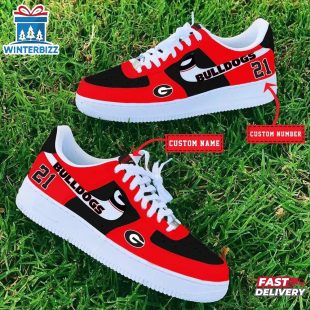 Custom Name Number Georgia Bulldogs NCAA Sport Air Force 1 Shoes