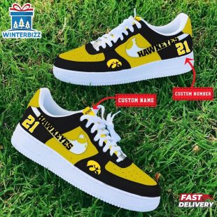 Custom Name Number Iowa Hawkeyes NCAA Sport Air Force 1 Shoes