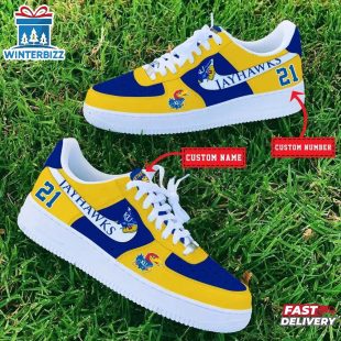 Custom Name Number Kansas Jayhawks NCAA Sport Air Force 1 Shoes