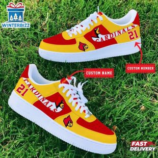 Custom Name Number Louisville Cardinals NCAA Sport Air Force 1 Shoes