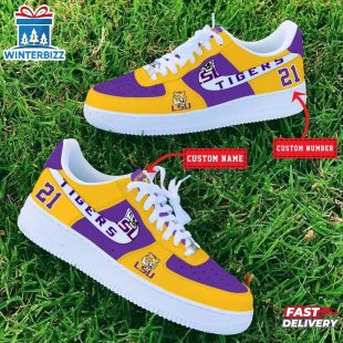 Custom Name Number LSU Tigers NCAA Sport Air Force 1 Shoes