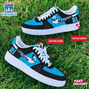 Custom Name Number Miami Marlins MLB Sport Air Force 1 Shoes