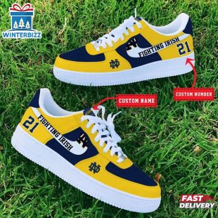 Custom Name Number Notre Dame Fighting Irish NCAA Sport Air Force 1 Shoes