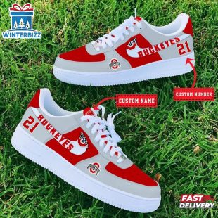 Custom Name Number Ohio State Buckeyes NCAA Sport Air Force 1 Shoes