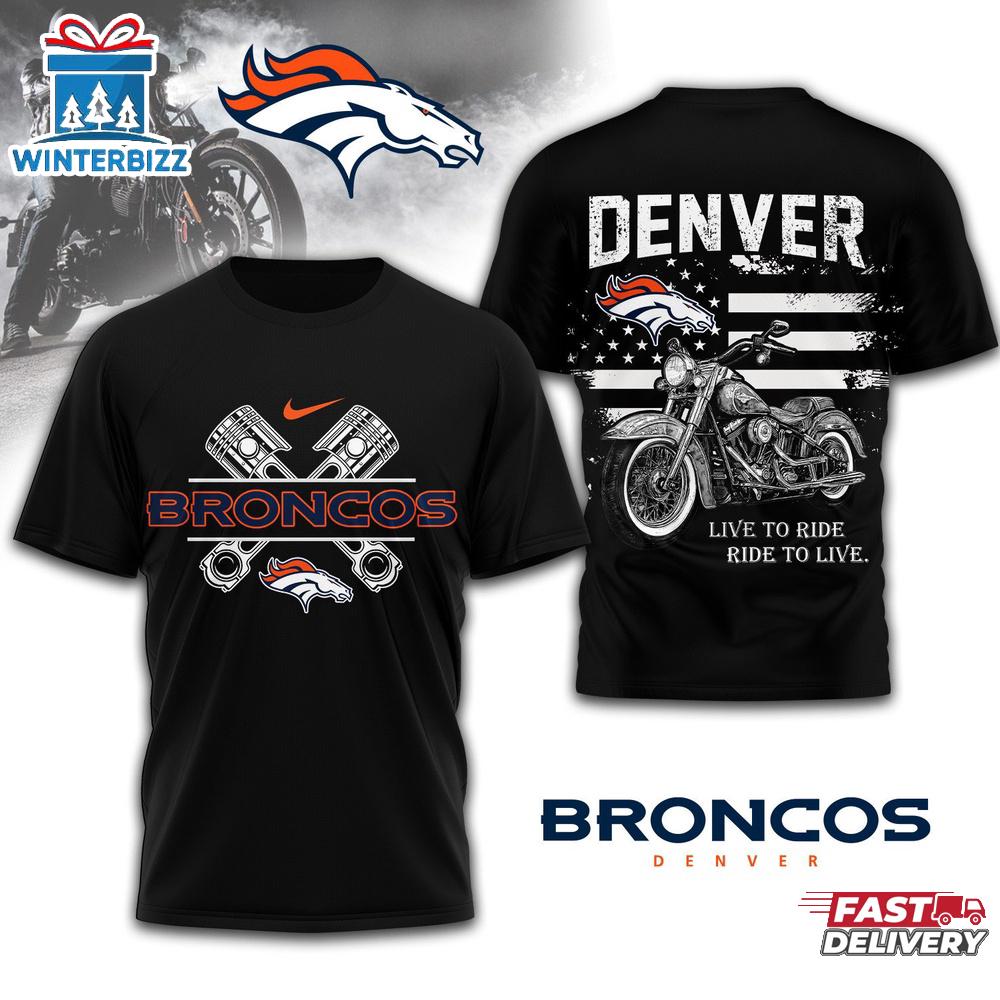 Denver Broncos NFL Biker 3D Shirt For Fans Denver Broncos NFL Biker 3D Shirt For Fans