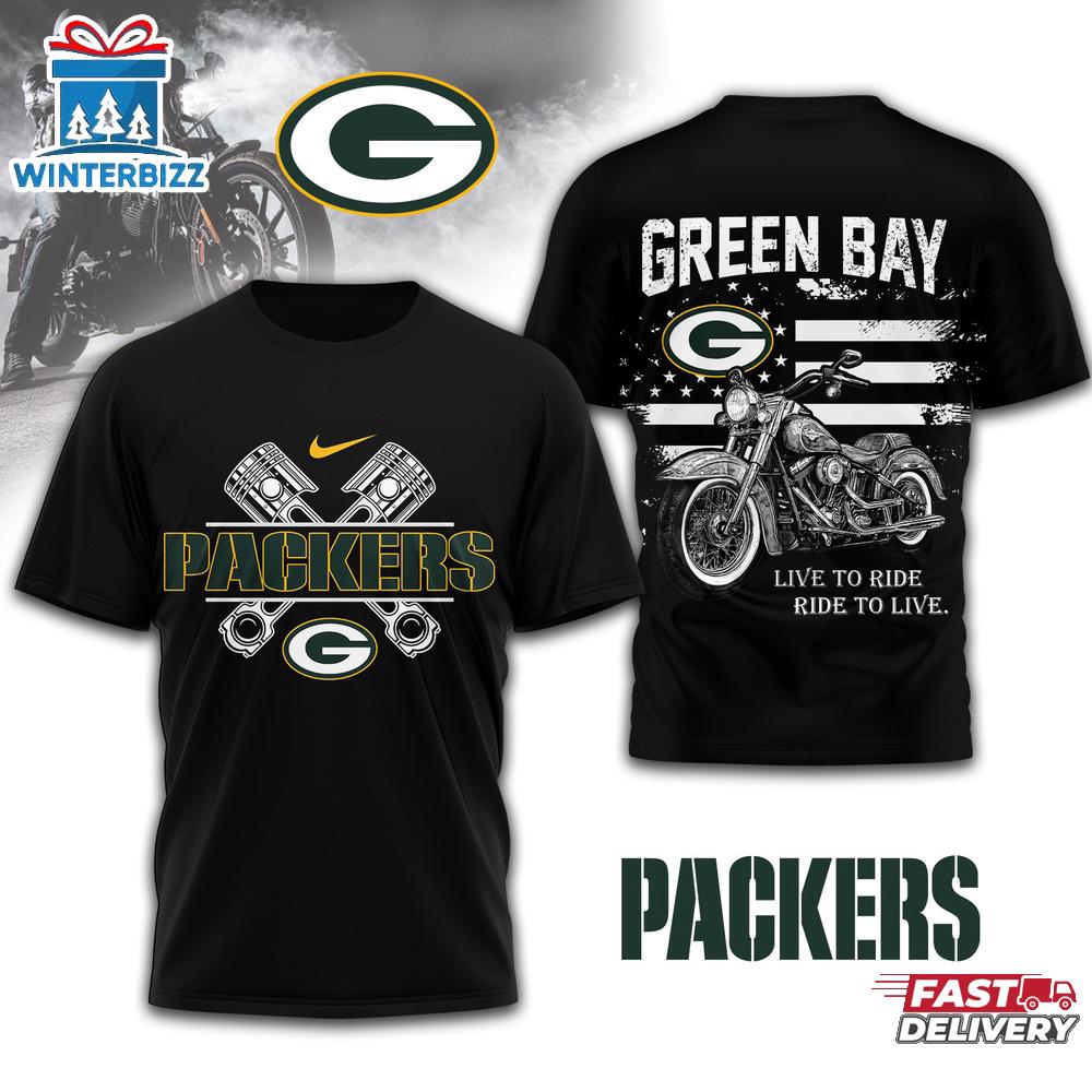 Green Bay Packers NFL Biker 3D Shirt For Fans Green Bay Packers NFL Biker 3D Shirt For Fans