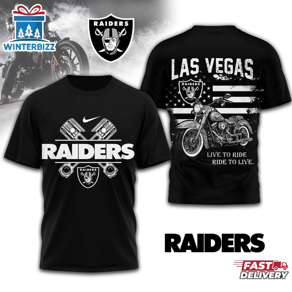 Las Vegas Raiders NFL Biker 3D Shirt For Fans Las Vegas Raiders NFL Biker 3D Shirt For Fans