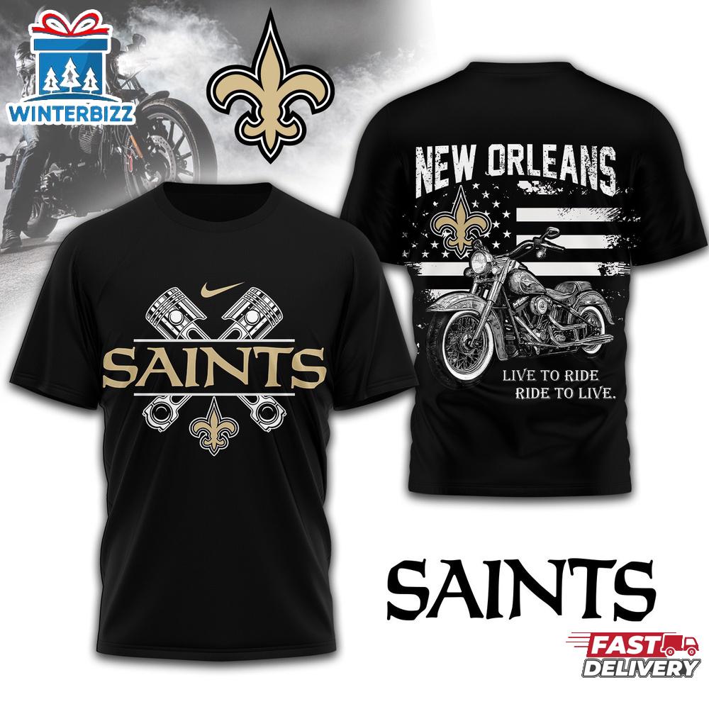 New Orleans Saints NFL Biker 3D Shirt For Fans New Orleans Saints NFL Biker 3D Shirt For Fans
