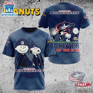 NHL Columbus Blue Jackets Peanuts 75th Anniversary 3D T-Shirt For Fans