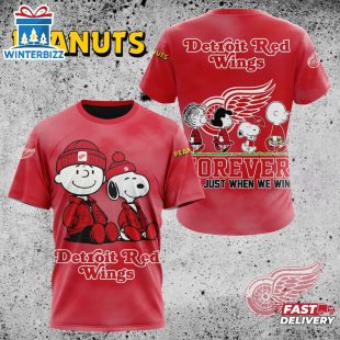 NHL Detroit Red Wings Peanuts 75th Anniversary 3D T-Shirt For Fans