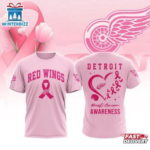 NHL Detroit Red Wings Pink Breast Cancer Awareness 3D T-Shirt For Fans