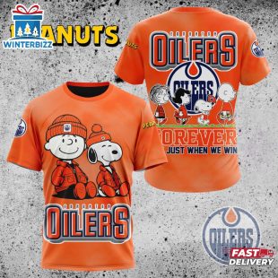 NHL Edmonton Oilers Peanuts 75th Anniversary 3D T-Shirt For Fans