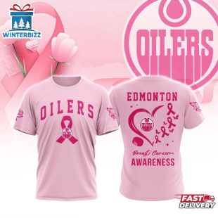 NHL Edmonton Oilers Pink Breast Cancer Awareness 3D T-Shirt For Fans