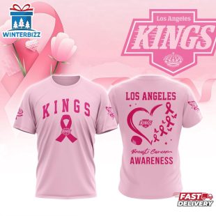 NHL Los Angeles Kings Pink Breast Cancer Awareness 3D T-Shirt For Fans