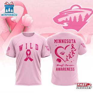 NHL Minnesota Wild Pink Breast Cancer Awareness 3D T-Shirt For Fans