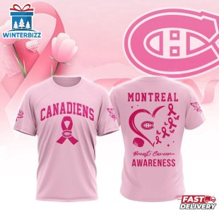 NHL Montreal Canadiens Pink Breast Cancer Awareness 3D T-Shirt For Fans