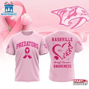NHL Nashville Predators Pink Breast Cancer Awareness 3D T-Shirt For Fans