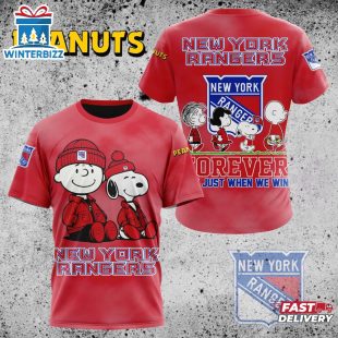 NHL New York Rangers Peanuts 75th Anniversary 3D T-Shirt For Fans