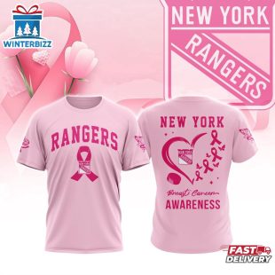 NHL New York Rangers Pink Breast Cancer Awareness 3D T-Shirt For Fans