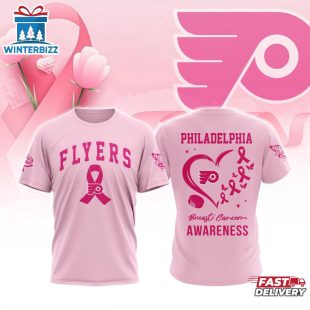 NHL Philadelphia Flyers Pink Breast Cancer Awareness 3D T-Shirt For Fans