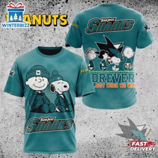 NHL San Jose Sharks Peanuts 75th Anniversary 3D T-Shirt For Fans