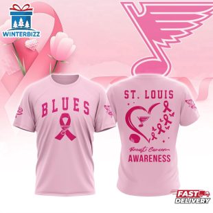 NHL St. Louis Blues Pink Breast Cancer Awareness 3D T-Shirt For Fans