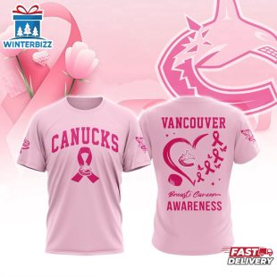 NHL Vancouver Canucks Pink Breast Cancer Awareness 3D T-Shirt For Fans