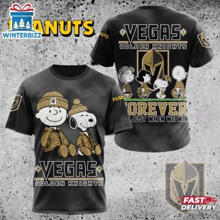 NHL Vegas Golden Knights Peanuts 75th Anniversary 3D T-Shirt For Fans