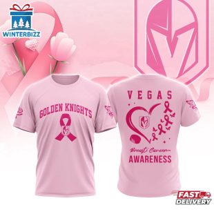 NHL Vegas Golden Knights Pink Breast Cancer Awareness 3D T-Shirt For Fans